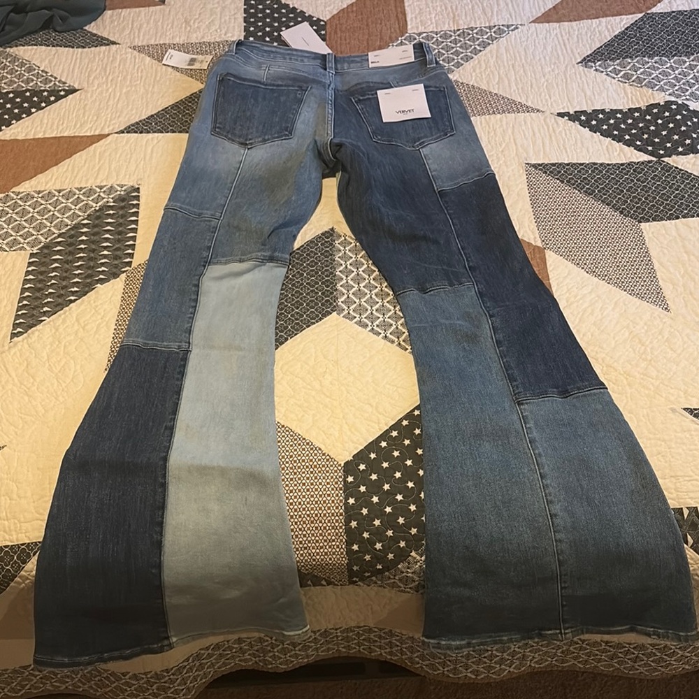 Stylish Denim Patchwork Flare Jeans - image 2